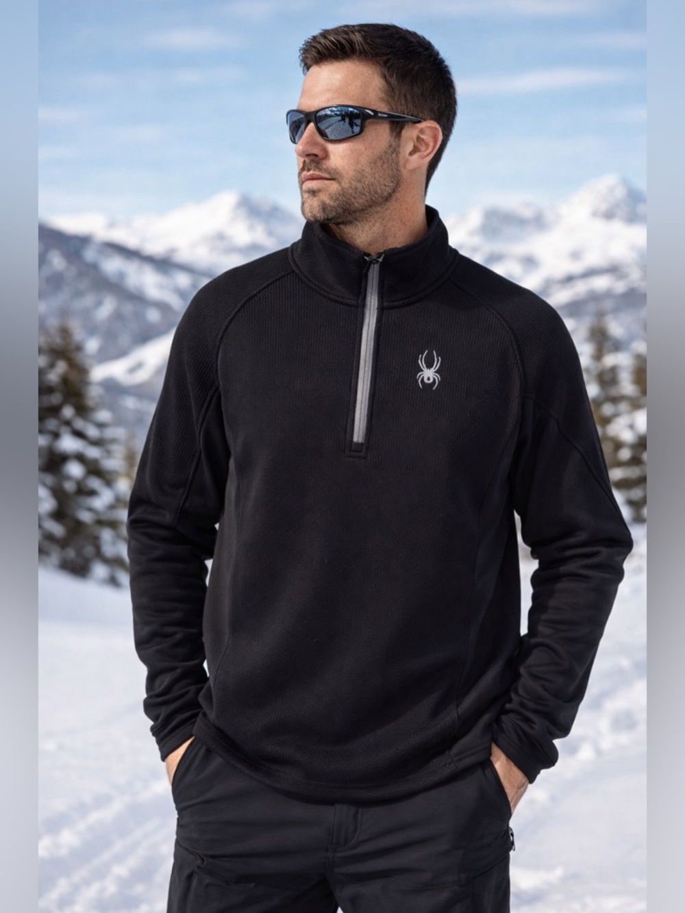 Spyder Quarter Zip Pullover XL Black Performance Fleece Sweater EUC